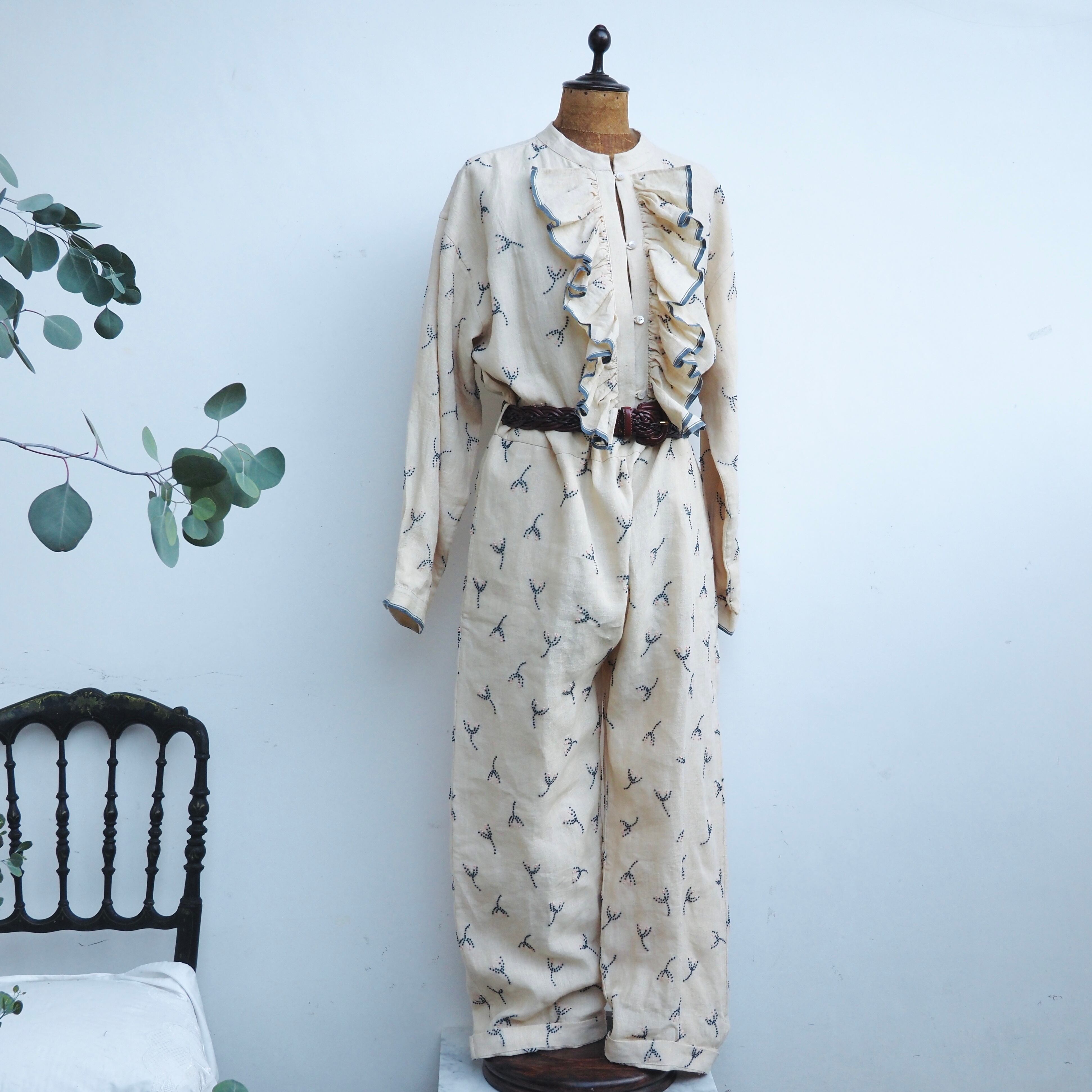 BUNON/Linen Over Jacket /カバーオール (ecru・black)