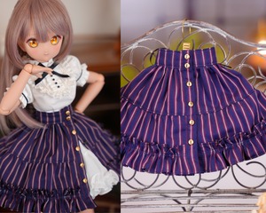 MDD / SDM / KUMAKO対応OF【おしゃまティアードスカート（レジメンタル紺色）】MDD / SDM / KUMAKO Outfit【Oshama Tiered skirt(regimental stripe navy blue)】