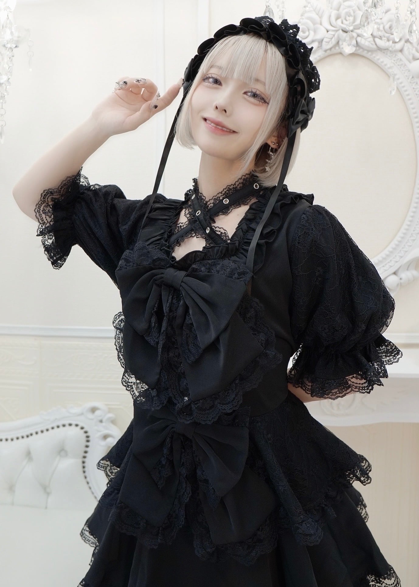 manon tokyo double ribbon chiffon OP ピンク manon tokyo double ribbon chiffon OP ピンク