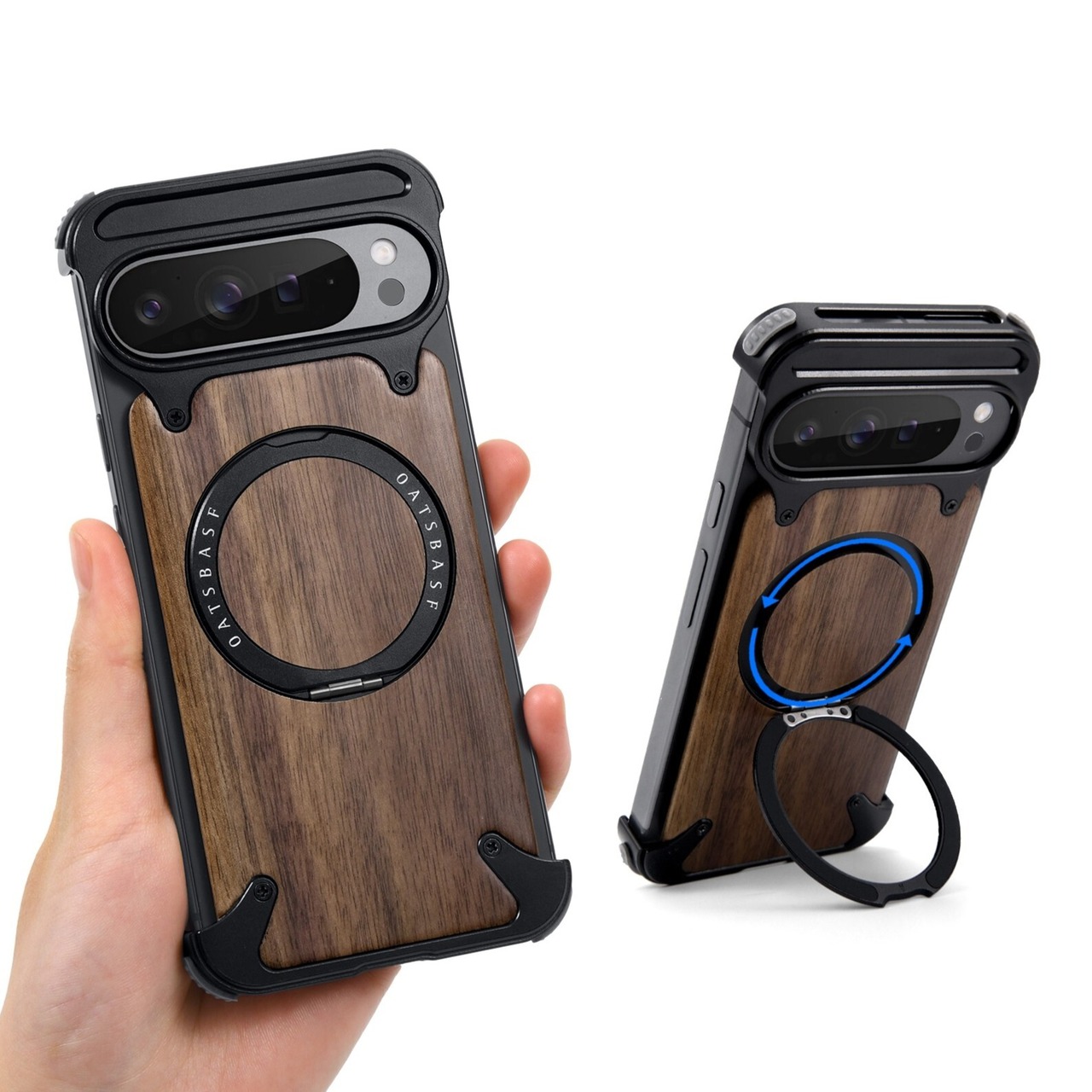 ◆Google Pixel 9 Pro XL◆ Wood × Metal Magnetic Phone Case / ウッド×メタル マグネット スマホケース