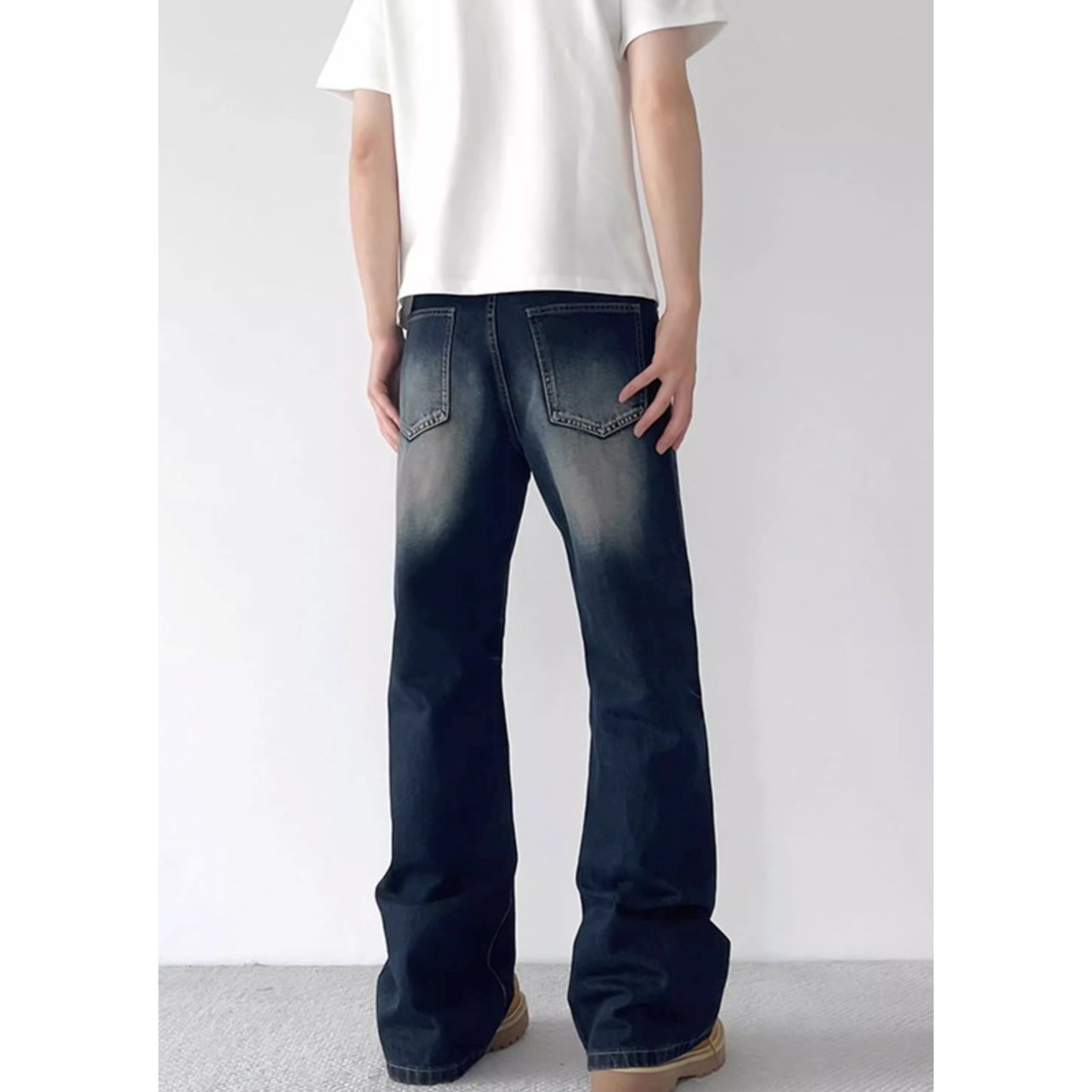 Damaged Wide Full-Length Denim Pants ◇H0881