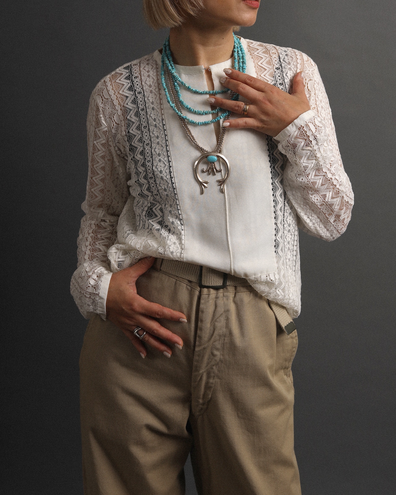 Lanvin / Bib Dress Lace Shirt