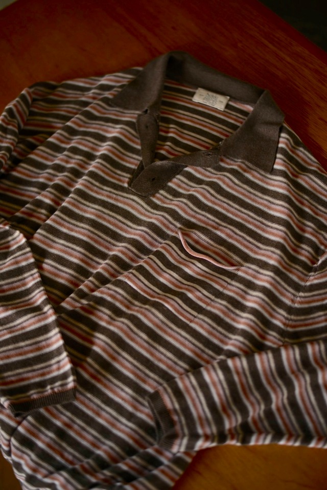 Nikki ESSENTIAL PIECES / Tencel cashmere polo Knit brown mulch border