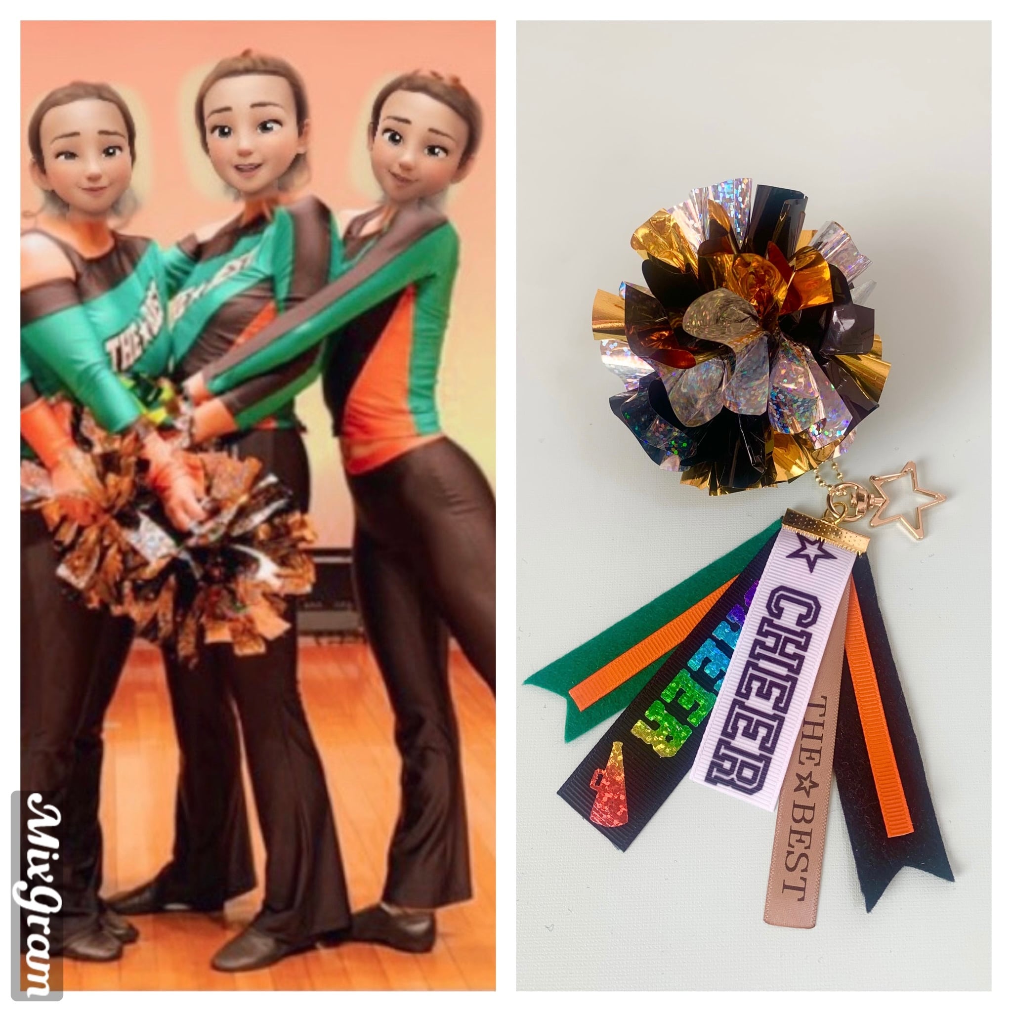 Custom made オーダーメイド Cheer pompon charm with tags ポンポン