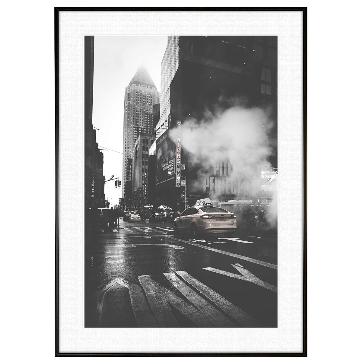 アメリカ写真 ニューヨーク イエローキャブ インテリア モノクロアートポスター額装 AS0705