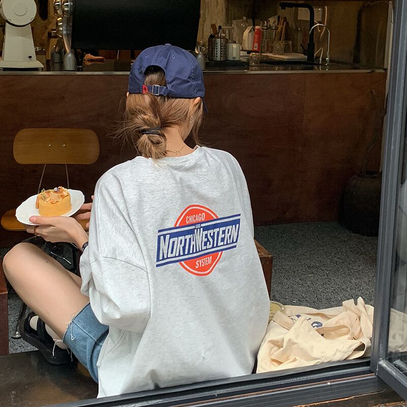 グレープリント柄ルーズTシャツ サマー ロング 夏物 モンロー33518683153