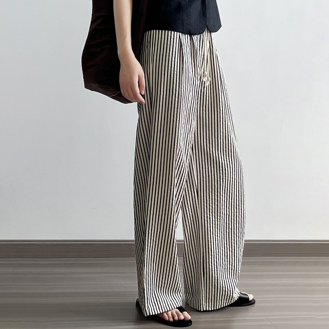 stripe wide-leg pants 12557