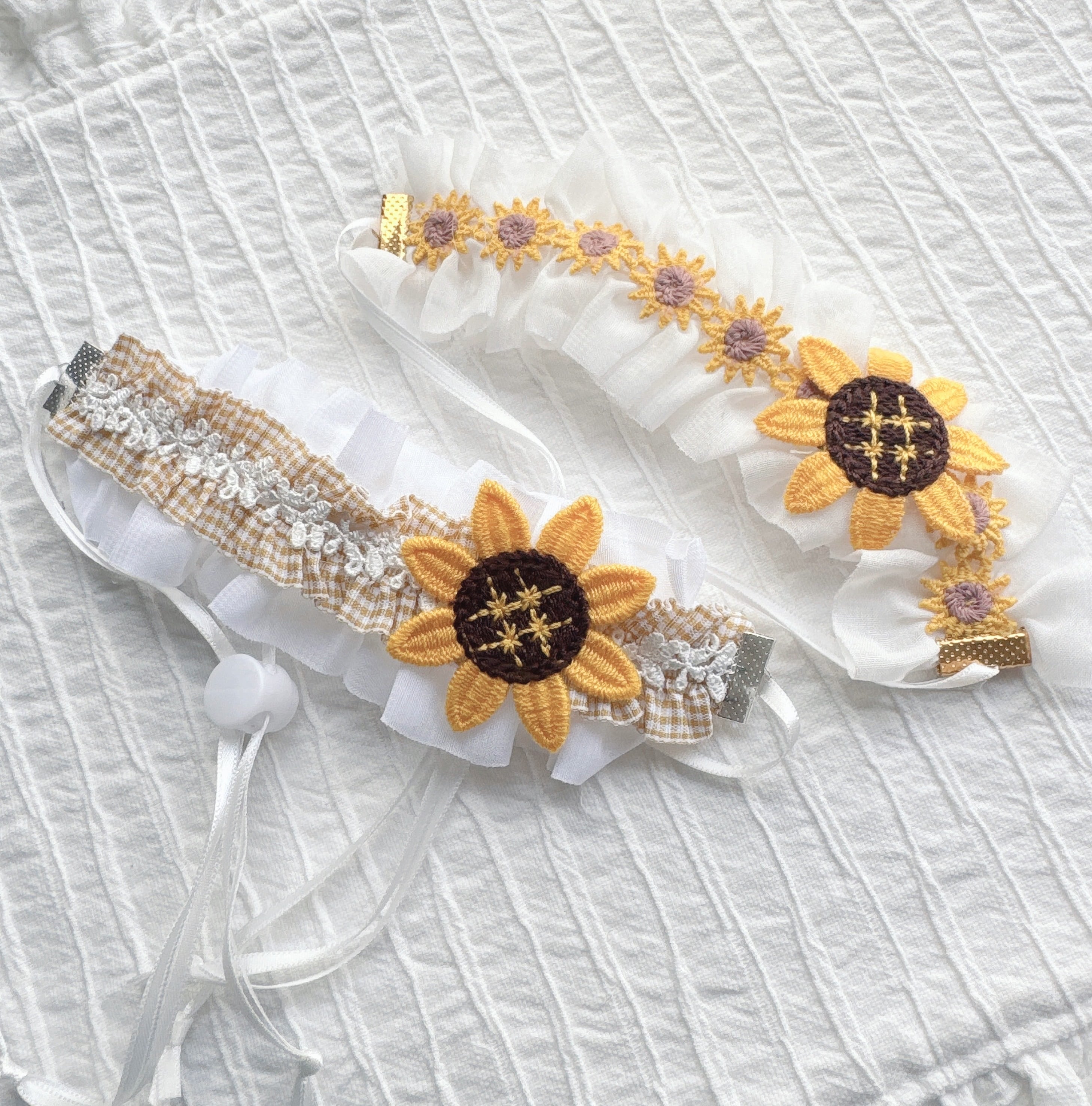 刺繍ひまわりヘッドドレス