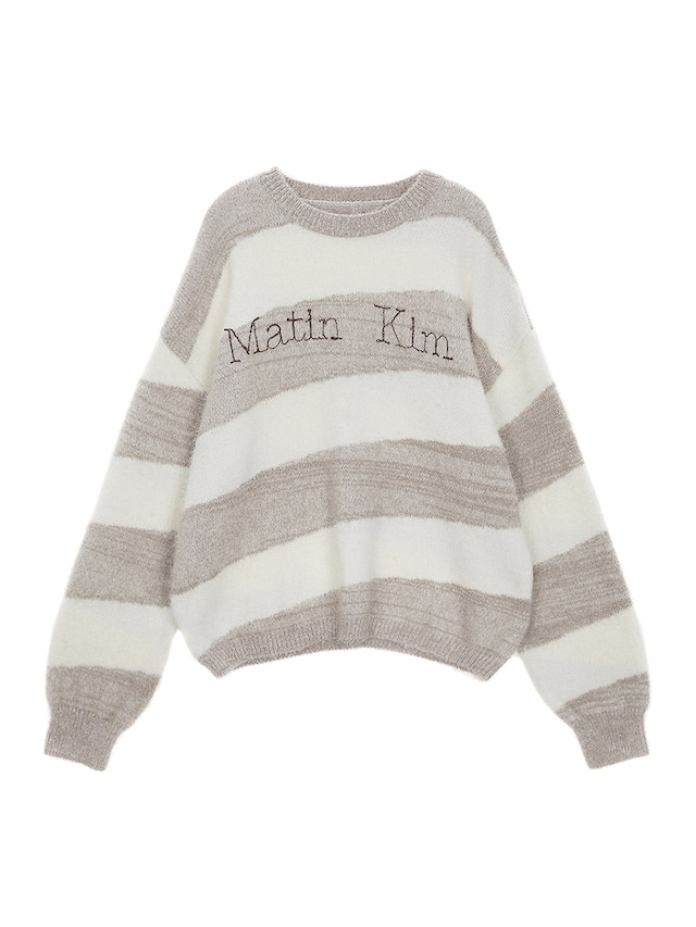 [Matin Kim] STRIPE SNOWBALL KNIT PULLOVER IN BEIGE 正規品 韓国ブランド 韓国ファッション 韓国代行 マーティンキム matinkim