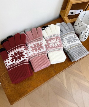 ノルディック柄 スマホ対応 手袋 レディース 秋冬 北欧風 グローブ おしゃれ 大人 かわいい きれいめ カジュアル タッチパネル対応 防寒 保温 冷え対策 通勤 通学 学生 大人可愛い 大人女子