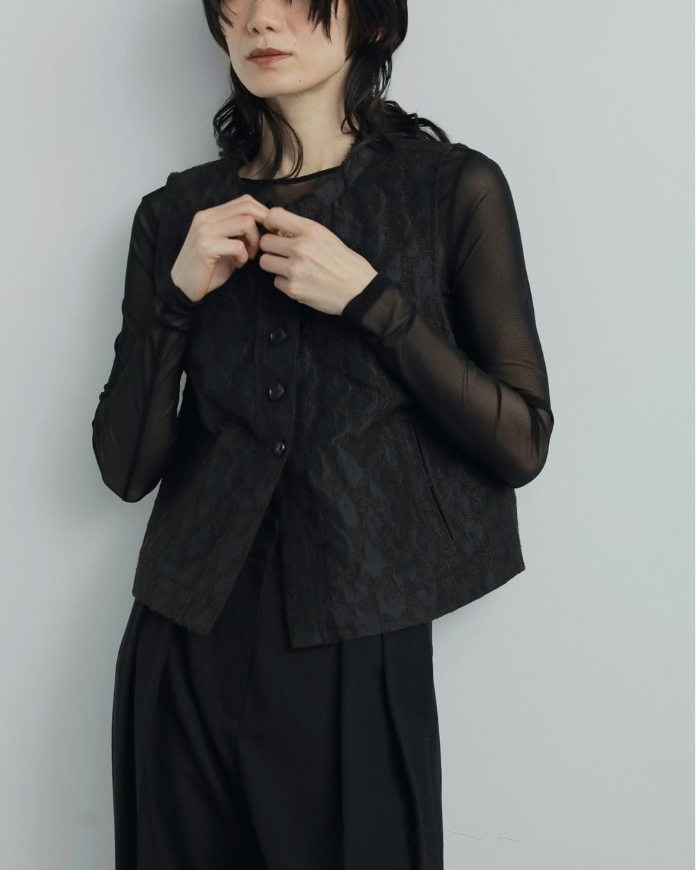 anuke アンヌーク 2way Sheer Tops (BLK) 62520609 | ANERCA & L.I.V