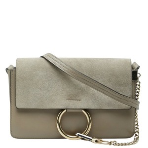 クロエ フェイ 斜め掛け ショルダーバッグ グレージュ レザー スウェード レディース Chloe 【中古】