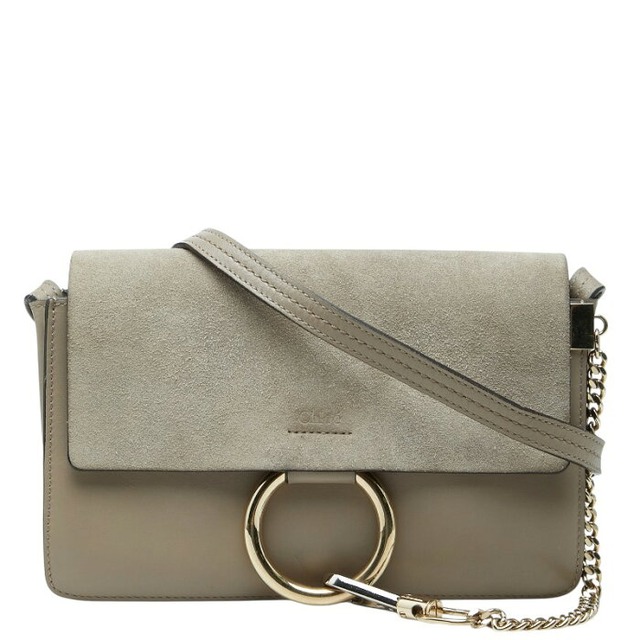 クロエ フェイ 斜め掛け ショルダーバッグ グレージュ レザー スウェード レディース Chloe 【中古】