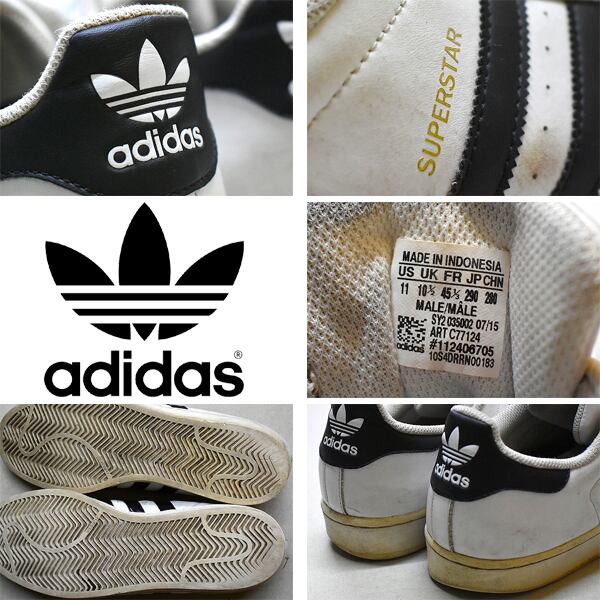 1点物◇アディダスadidasスーパースター白レザースニーカーUS古着