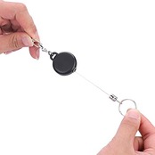 [Hinsoo] 引き込み式 キーホルダー キーチェーン バッジホルダー 耐久 長時間使用 落下防止 鋼線コード スチール リコイルリング ベルトクリップ 伸縮自在 最大60cm 紛失防止