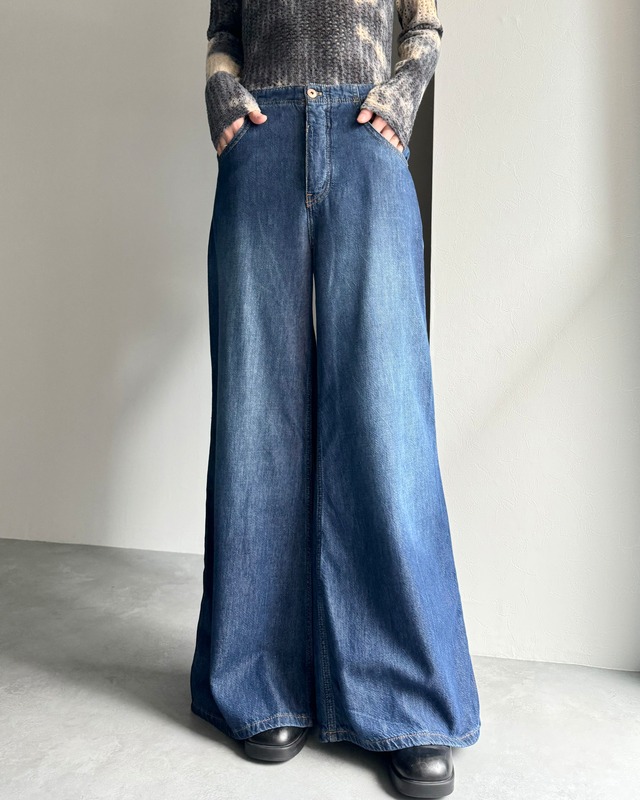 super high waist wide buggy denim / blue