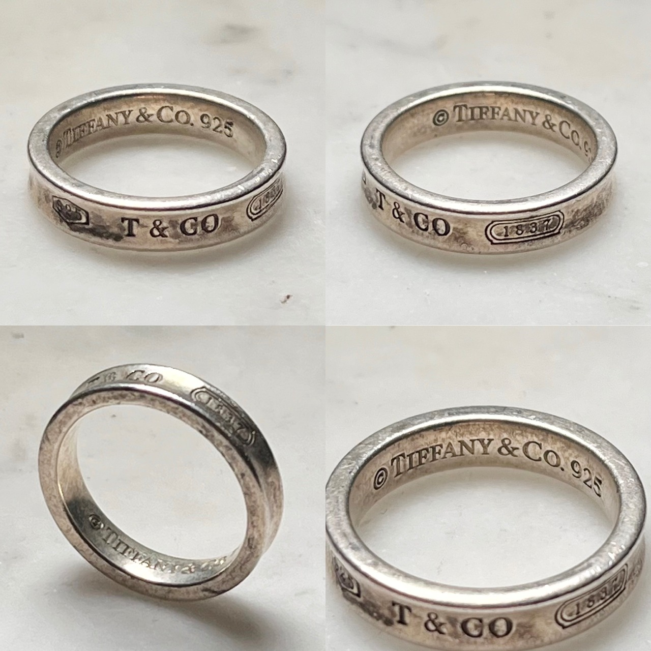 TIFFANY silver narrow band ring "1837" (size8.5)