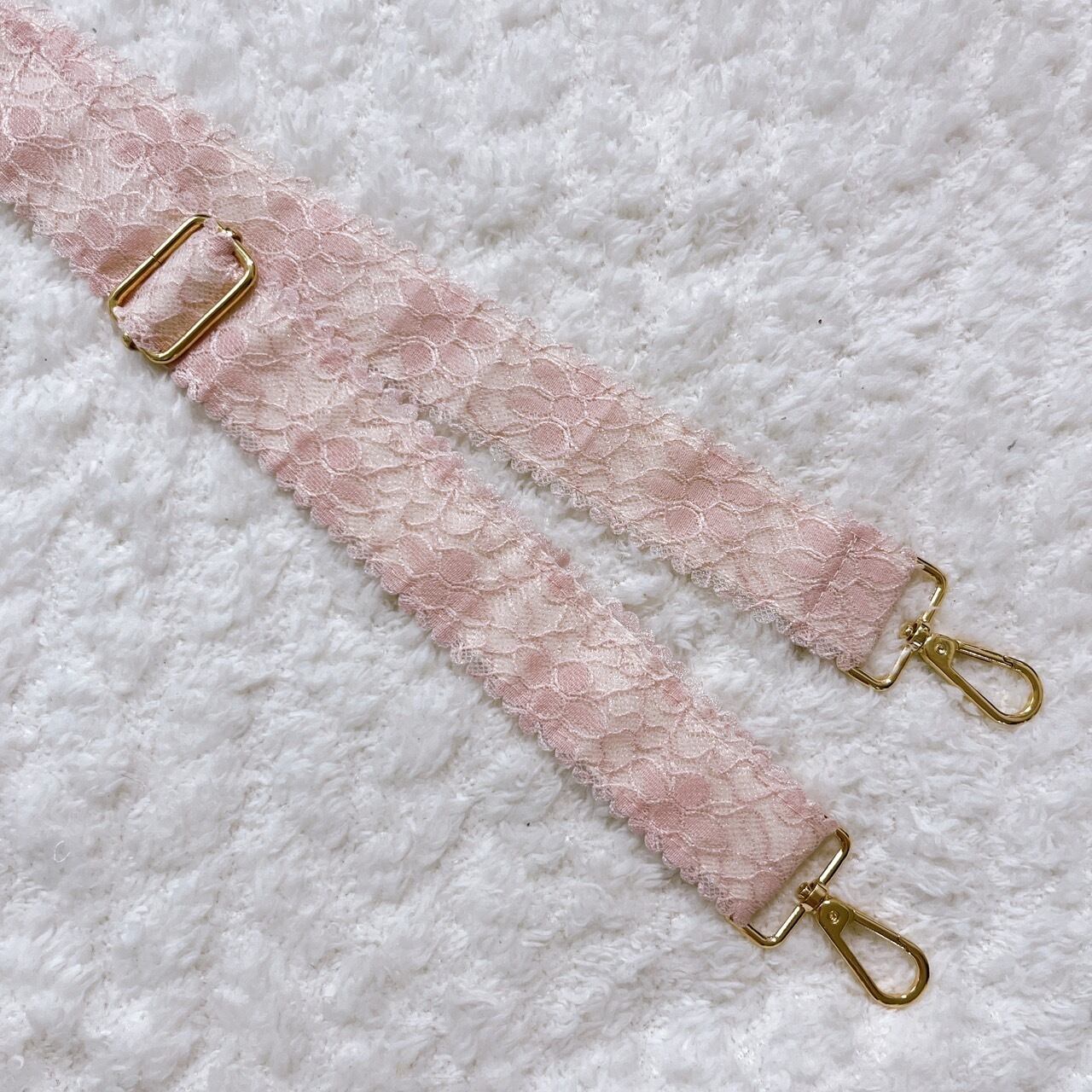 フェミニンで上品。ピンクレースのスマホショルダー | handmadeshop leave
