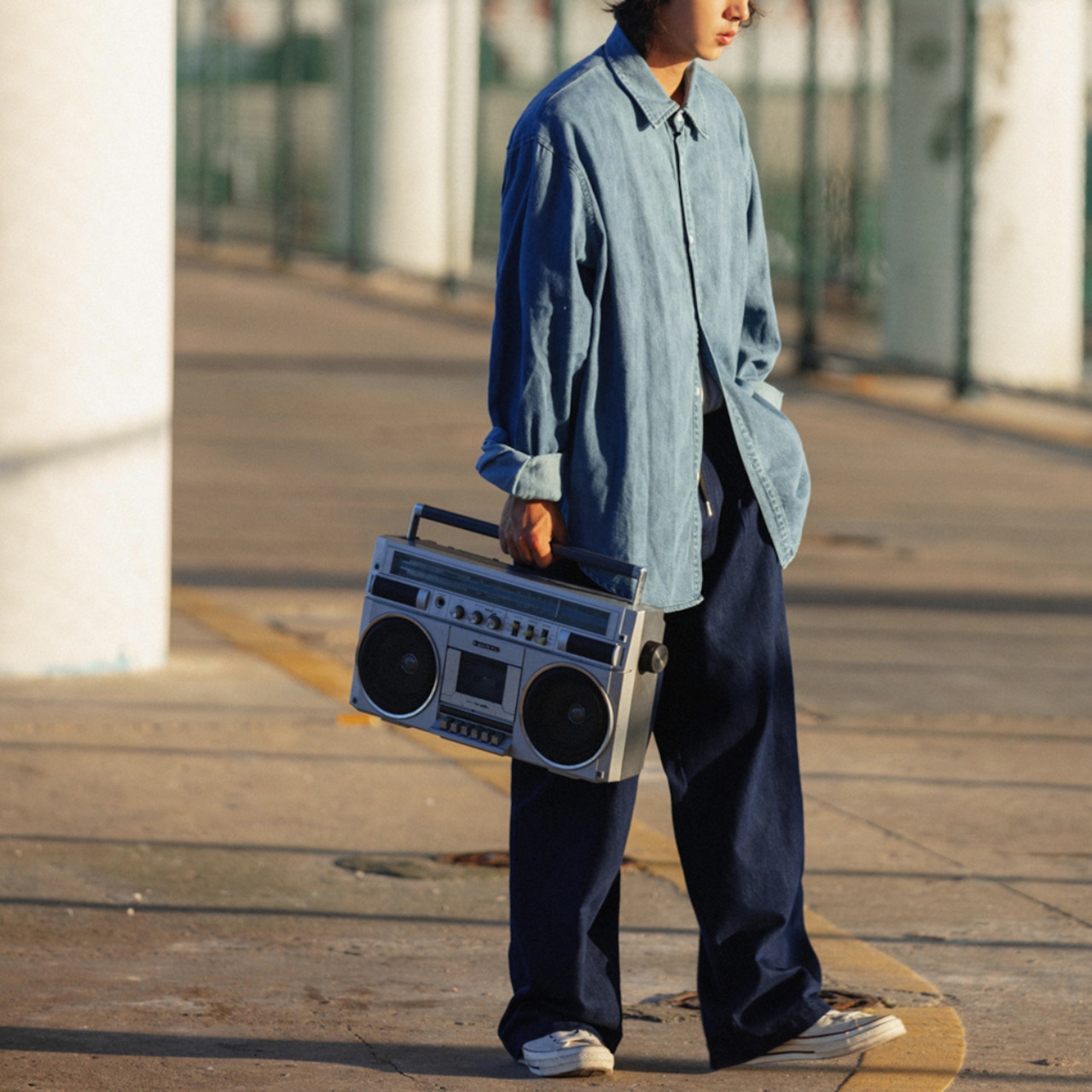 Drawstring wide denim pants 0190 - 9