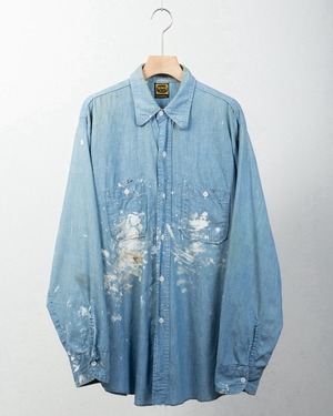 vintage "DEE CEE" artistic painted cotton chambray shirt / Made In USA