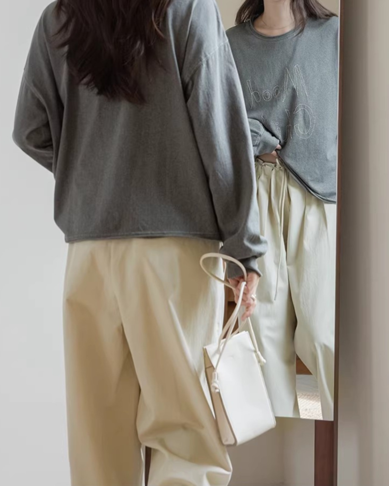 Drawstring Wide Leg Full Length Pants　L0020