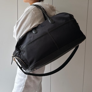 【With me】Nylon boston bag blk×gold