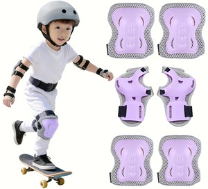 【人気】キッズプロテクター 6点セット 子供用 自転車 スケートボード ローラースケート用 肘 手首 膝ガード マジックテープ式 軽量 けが防止 男女兼用 おしゃれ かわいい 安全防具 屋外キャンプ