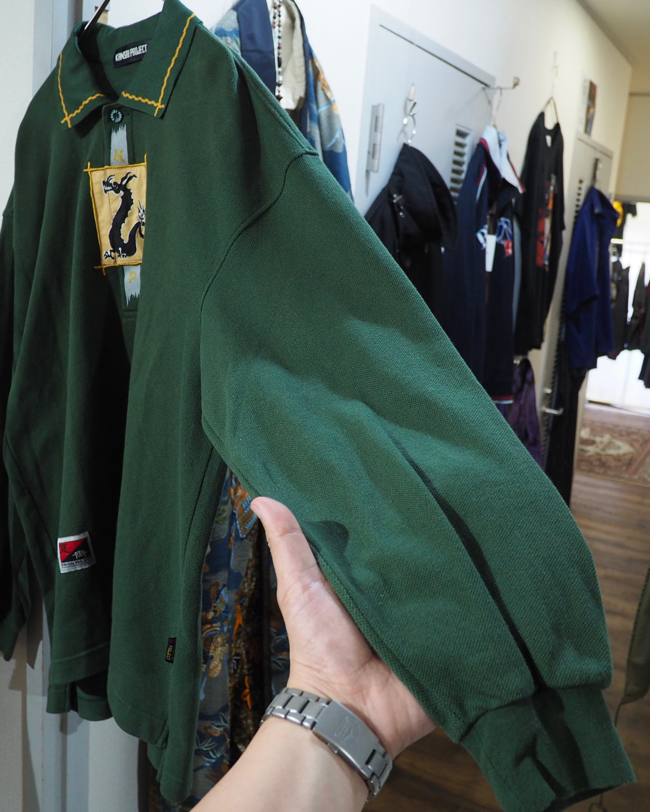 1990s " KANSAI PROJECT " ” 双竜 ” Embroidery vintage Long Sleeve Polo Shirt