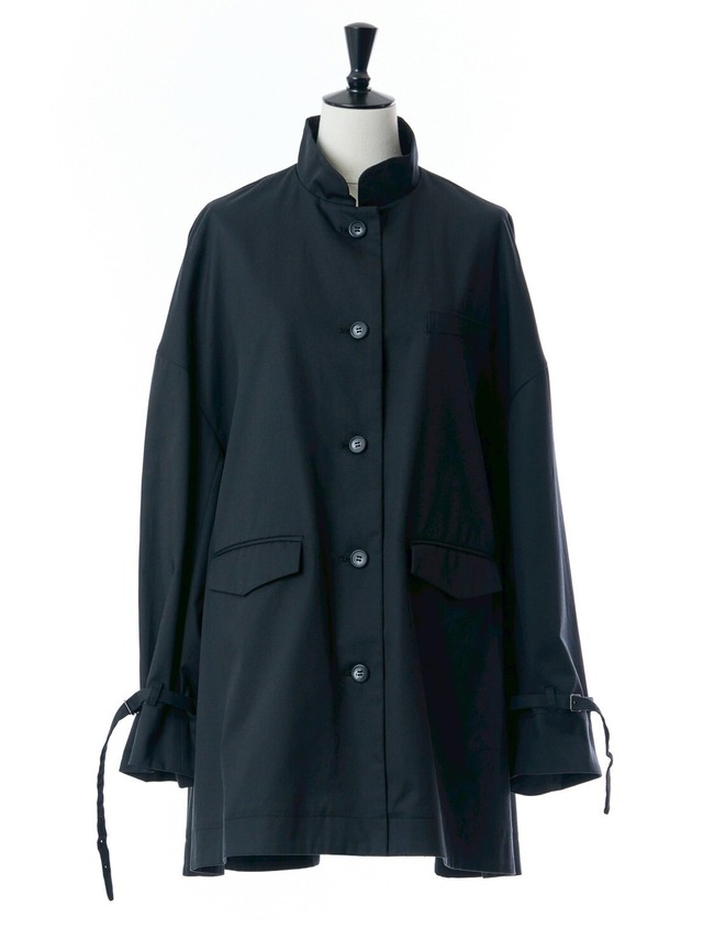 ステンカラーフレアコート(ブラック)