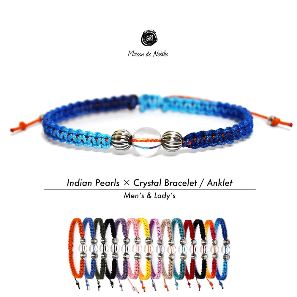 【高品質の水晶を肌身離さずお風呂でも仕事でも24時間つけっぱなし!】Indian Pearls × Crystal Bracelet / Anklet【品番 26S2016】