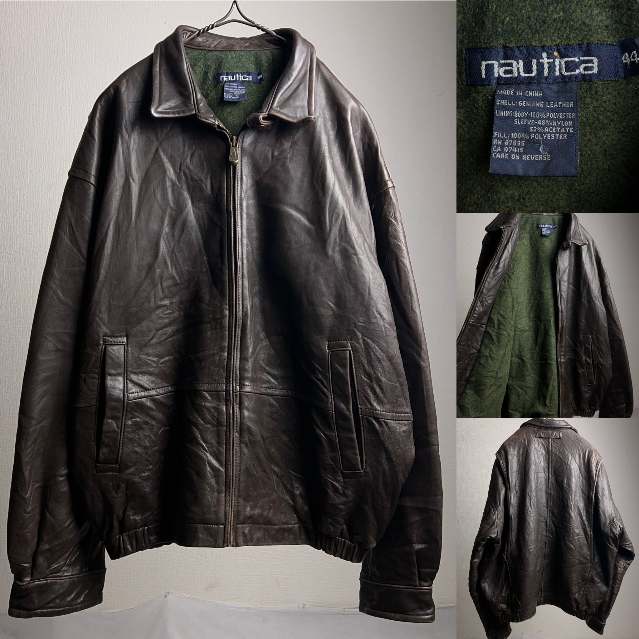 90's NAUTICA Leather Blouson 90年代 ノーティカ レザージャケット スウィングトップ  ラムレザー【1000A512】【送料無料】