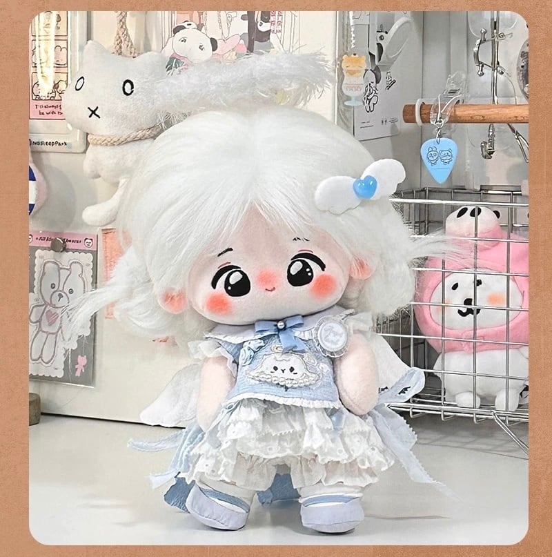20cmぬい服】子羊ワンピの天使メイドコーデ 着せ替えぬいぐるみ 棉花