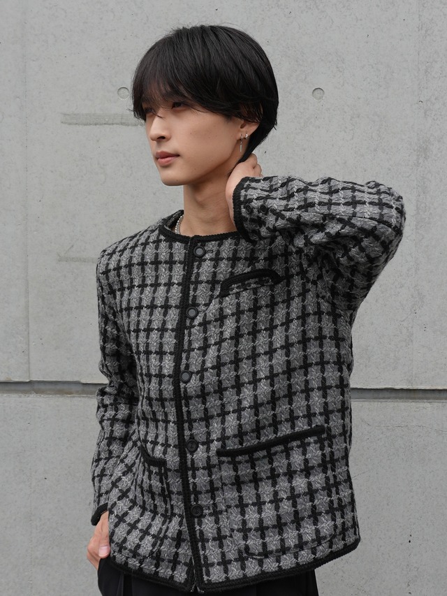 【ALUDE SELECT】string knitting tweed jacket