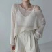 トップス ブラウス 韓国 chic 夏 簡単な ゆとりがある 上着 薄い 透視 日焼け止めニットシースルー ボーダー ニット