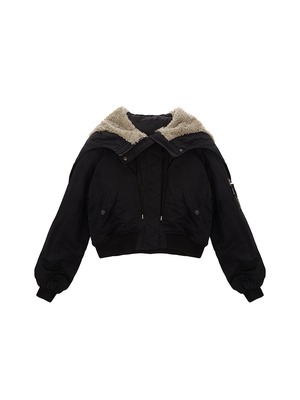 ★[MATIN KIM] FUR TRIMMING HOODY BOMBER JUMPER_2color