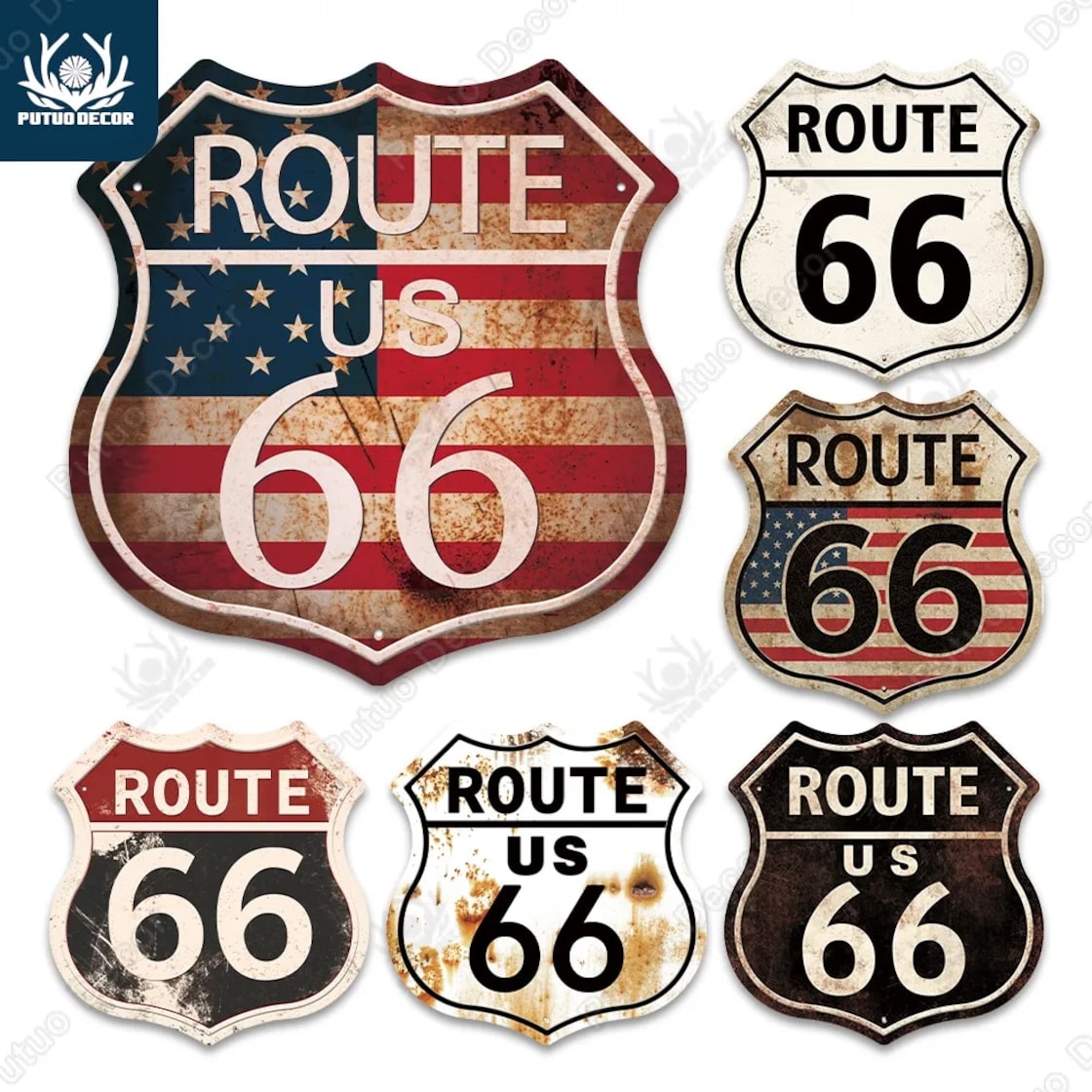 U.S. Route 66 サインプレート 約30cm x 20cm（U.S. Route 66