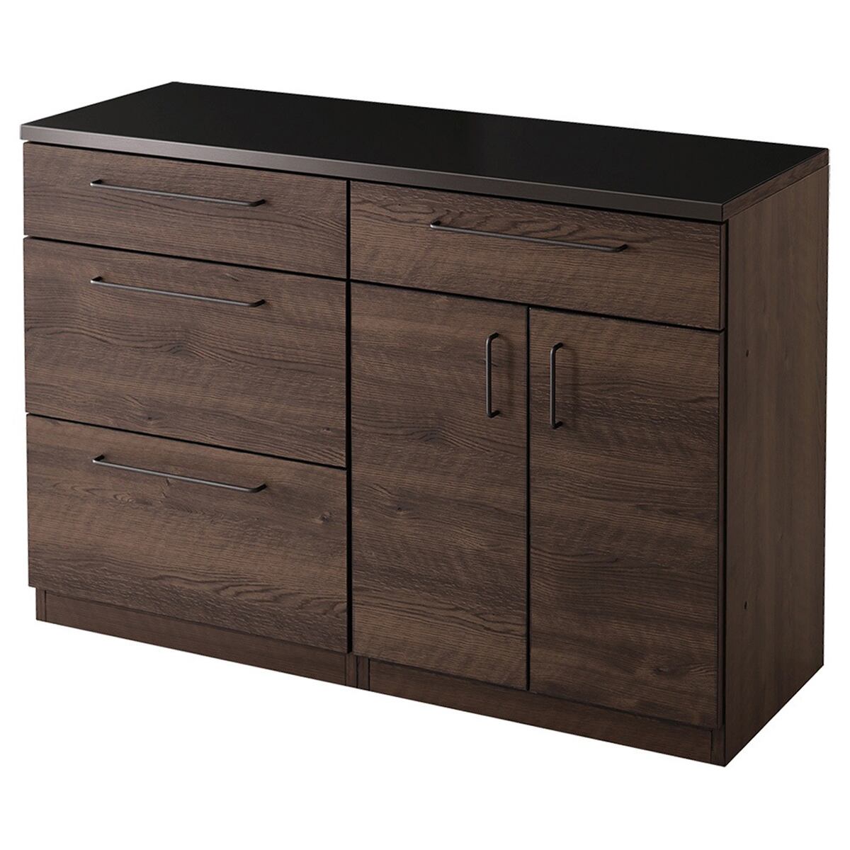 日本製 特殊鋼板を使った組み合わせキッチンカウンター 120cm 引き出し収納+扉収納