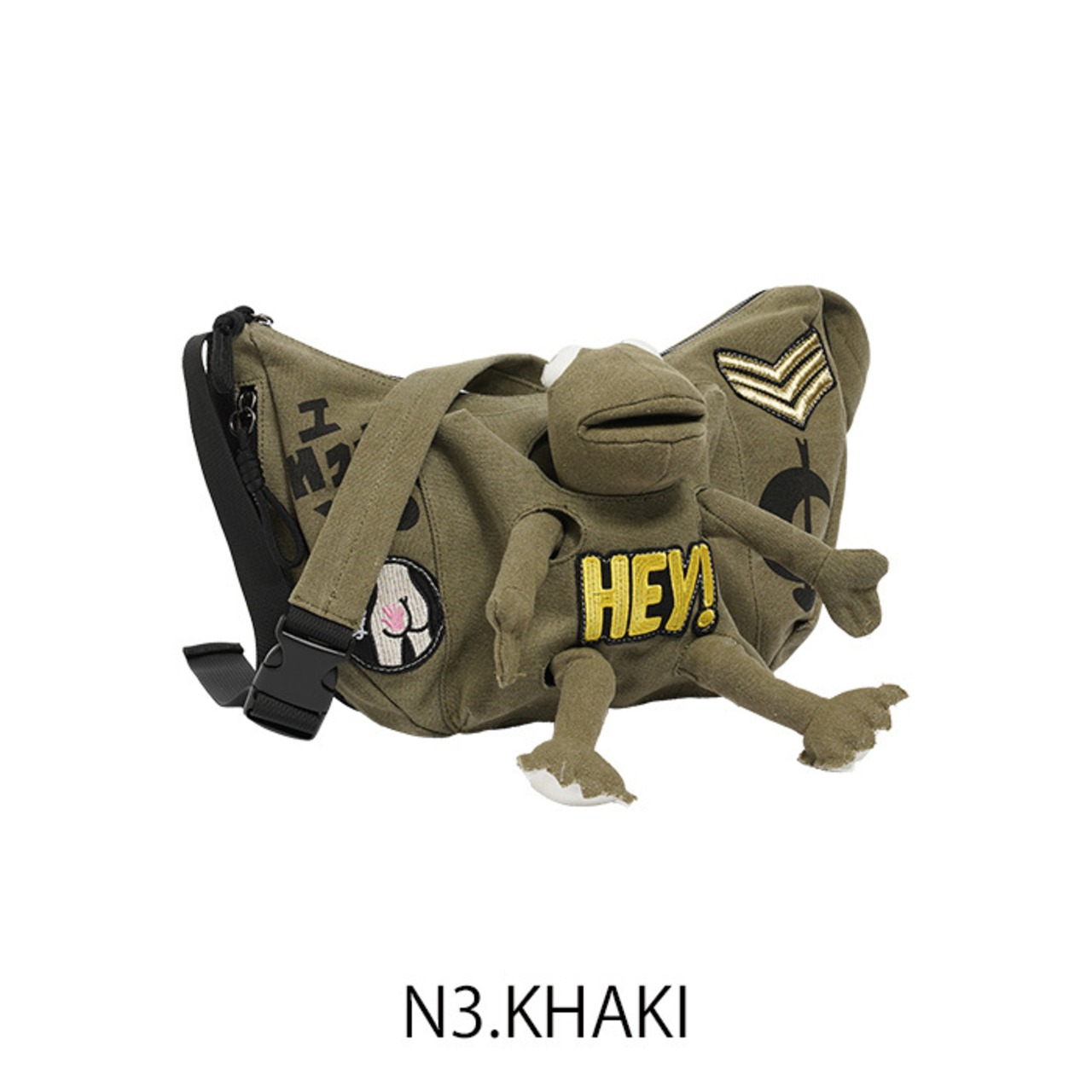 ミカーレミカーレ MICALLEMICALLE カエル HEY ワッペン付きバッグ