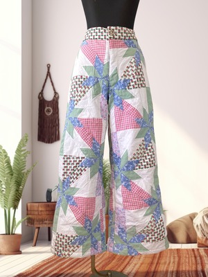 ヴィンテージ パッチワークキルトワイド ロング パンツ