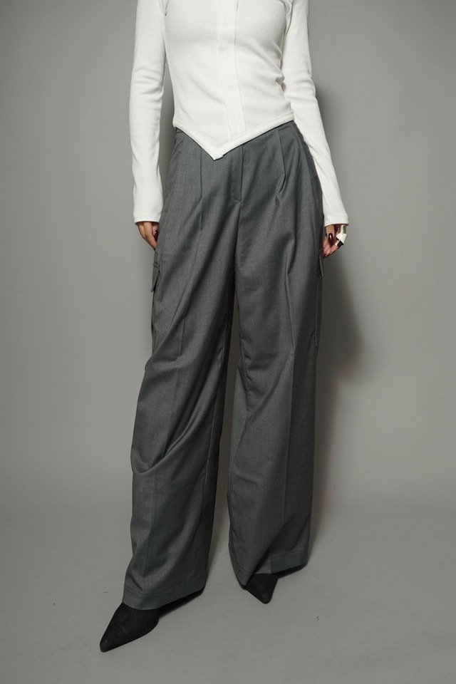 TUCK CARGO SLACKS PANTS  (GRAY) 2403-94-09