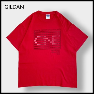 【GILDAN】グレースコミュニティ教会 ロゴ プリント Tシャツ バックロゴ 半袖 レッド LARGE grace community church US古着