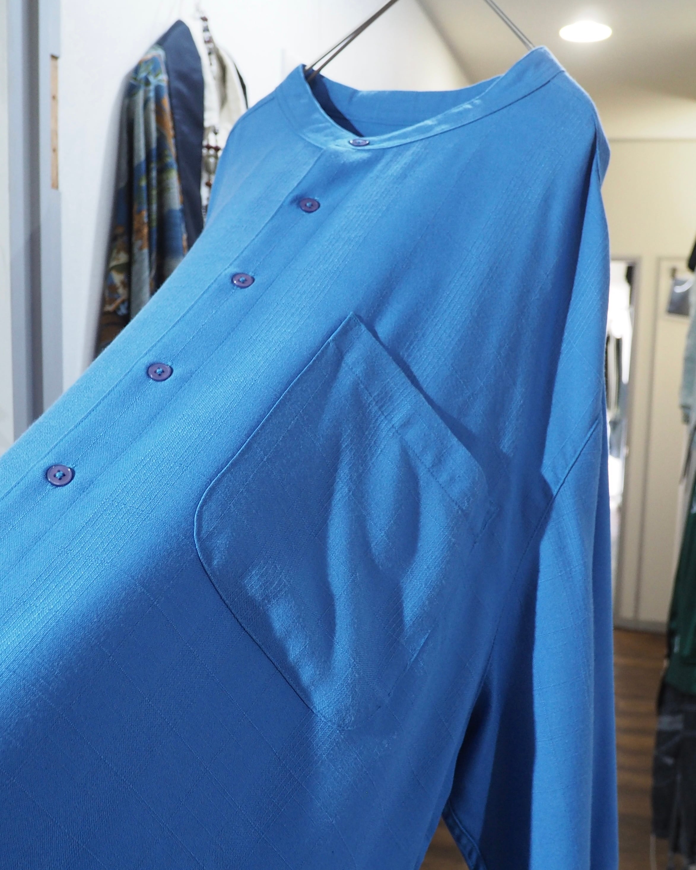 1990s " John Blair " Beautiful Light Blue color vintage Over silhouette No collar shirt