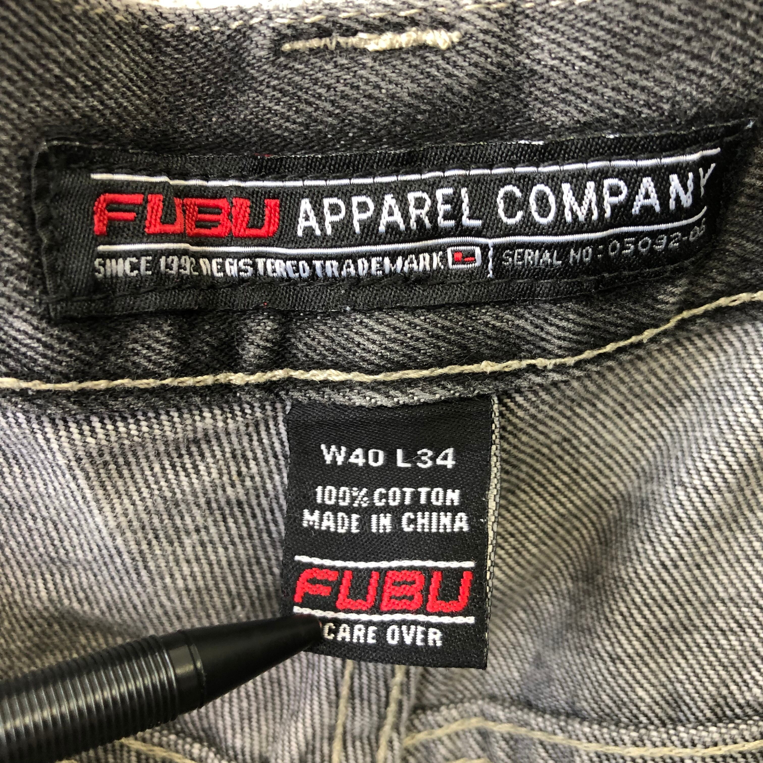 7676.90s FUBU フブ ブラックデニム バギーパンツ 40×34 古着 古着屋