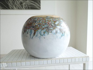 モンキーポッド総無垢材 大型プランツカバーφ36cm 鉢カバー プランツポット 植木鉢カバー 天然木 ナチュラル 一点物 手作り 鉢 入れ物 削り出し