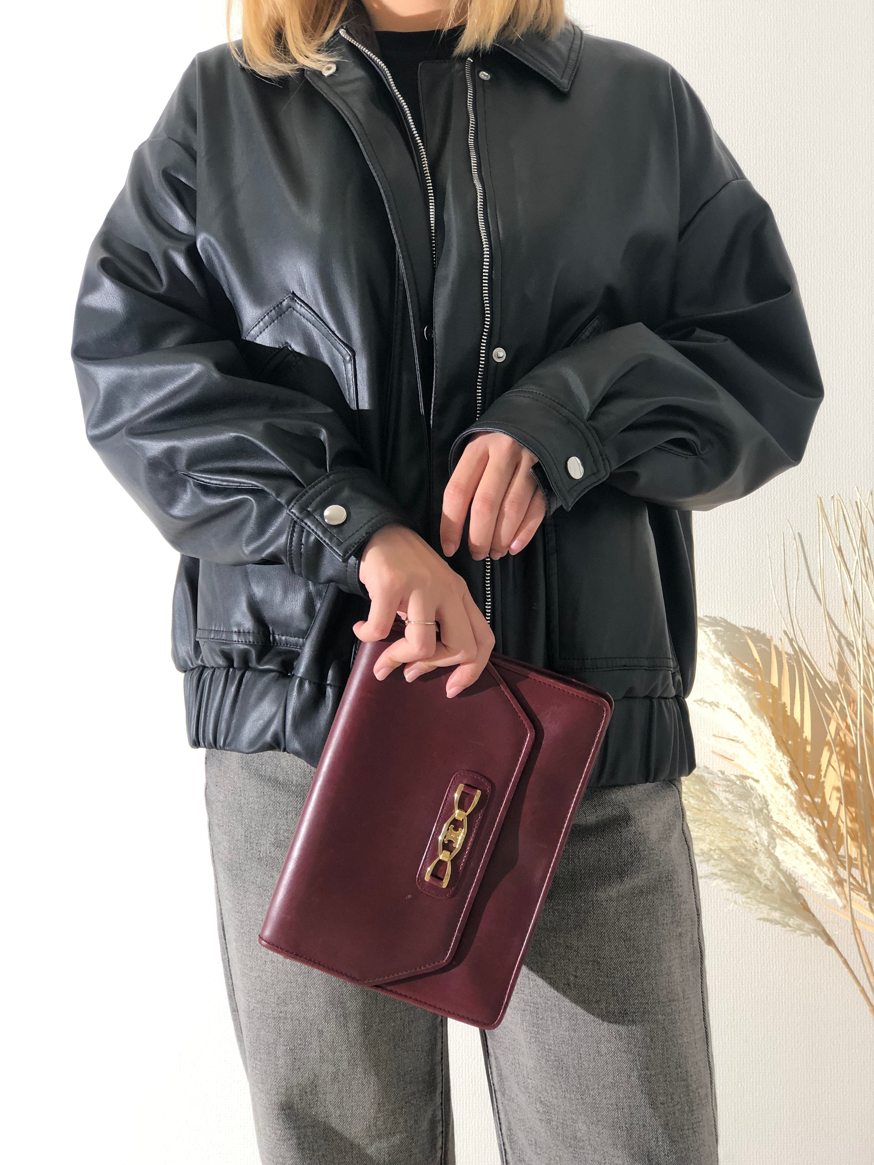 CELINE セリーヌ トリオンフ クラッチバッグ ワインレッド vintage