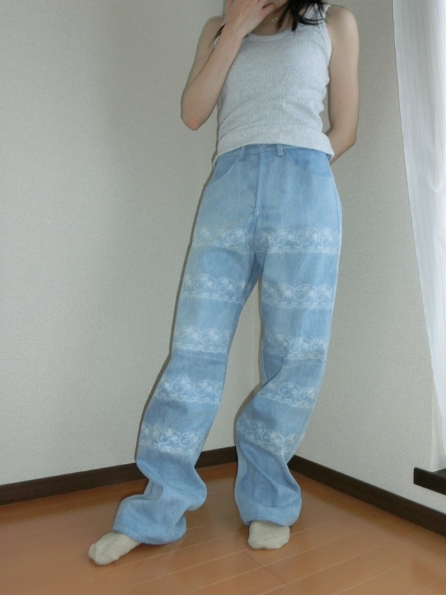 【Ordered product / Stock 0/2】trace denim light blue   （womens）