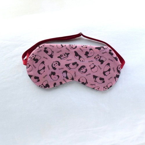 ダルダルパンダのアイマスク|サーモンピンク|収納ポーチ付|無料ギフトラッピング有