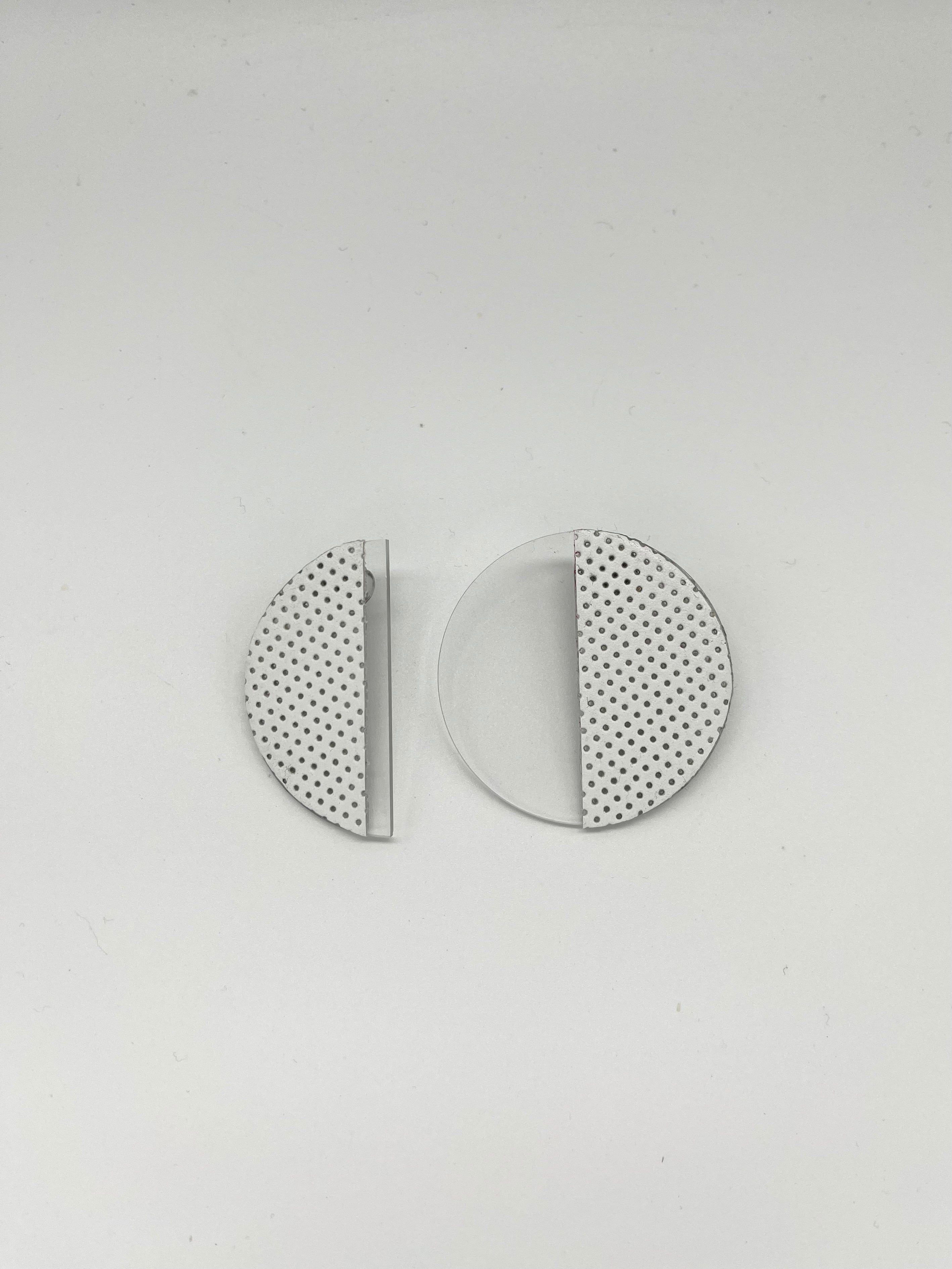 DOT LEATHER AND ACRYLIC EARRINGS