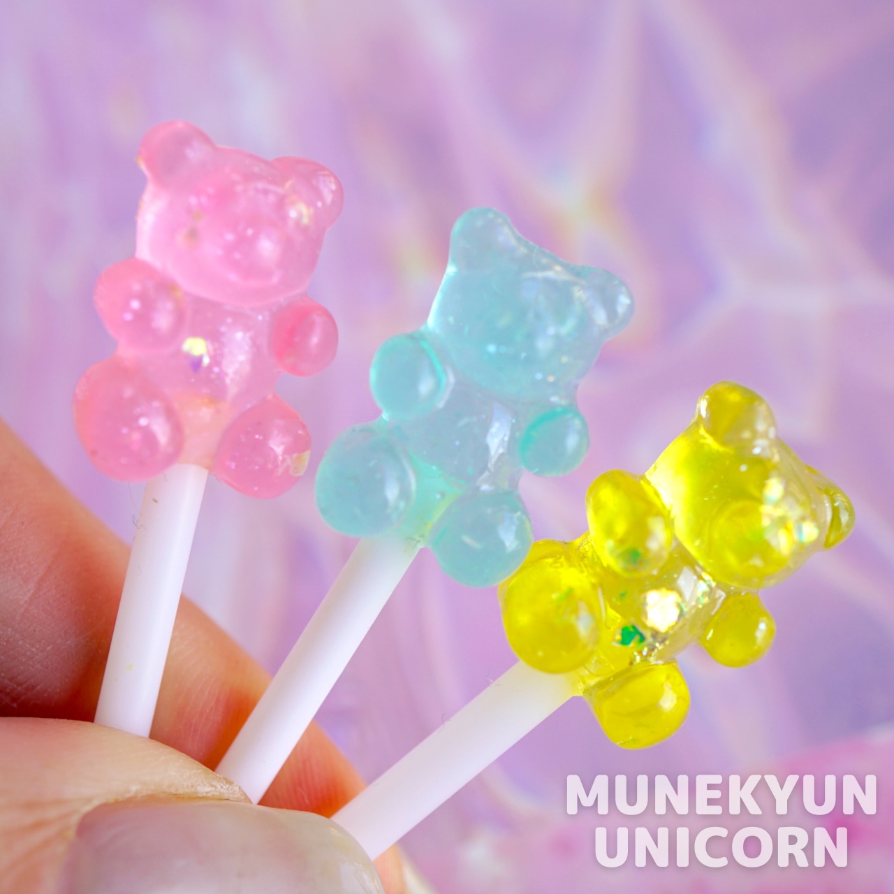 #D591【10個/10pcs】くま ロリポップ キャンディ ミックスカラー / Bear Lollipop Candy Mix Color