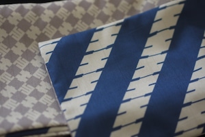 ポリ巻帯リバーシブル【手綱柄/青色】× 【豆柄/鼠色】